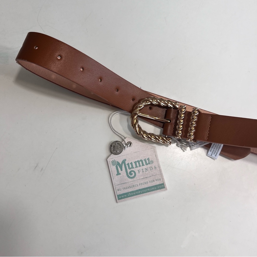 NWT Show Me Your MuMu Brown Tan Gold Olin Belt - Picture 5 of 7